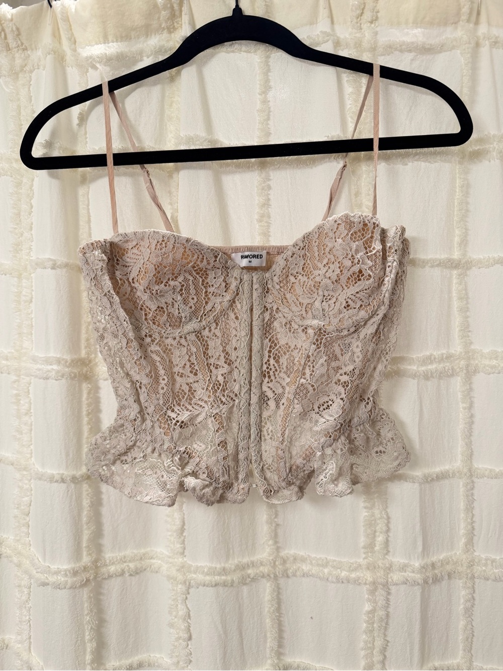 Rumored Blush Lace Bustier Crop Top